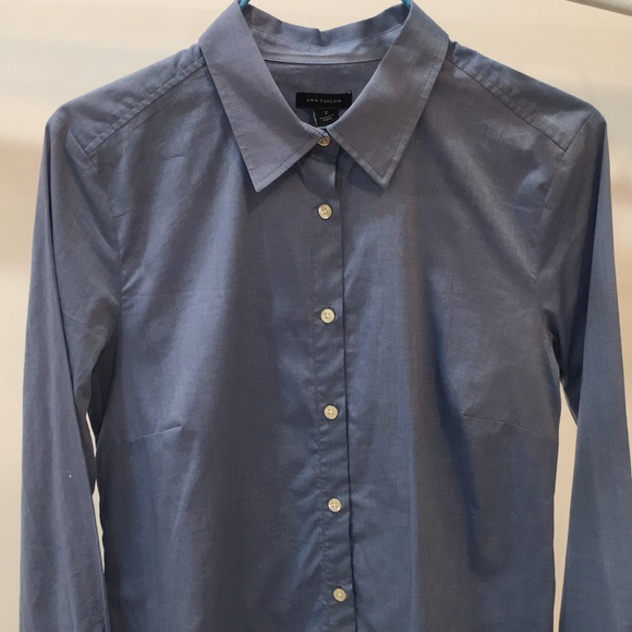 Ann Taylor Blue Collared Long Sleeve Shirt - Picture 4 of 4